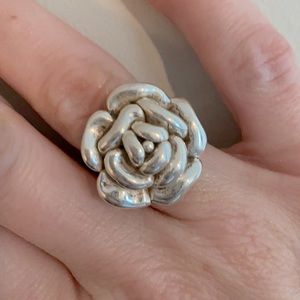 Sterling Silver Rose Ring Sz 8